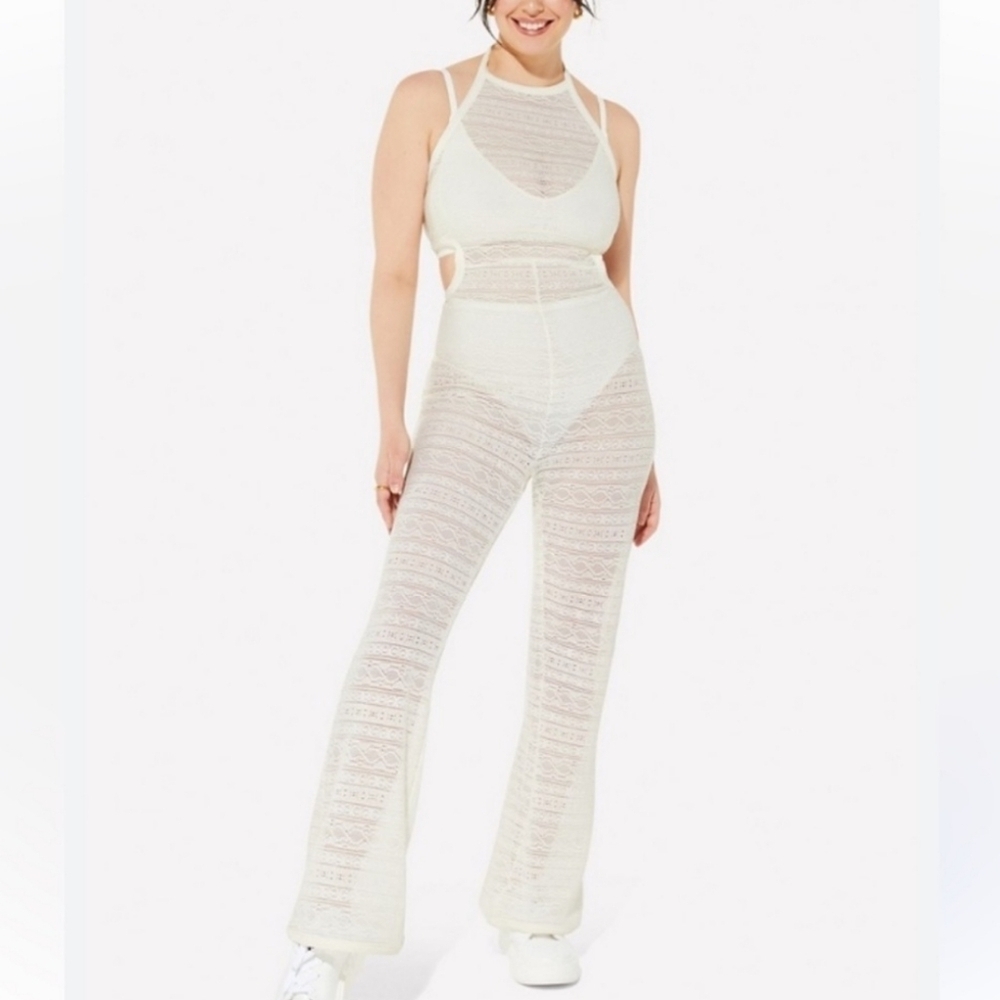NWT Yitty Knit Slip Flare Leg Jumpsuit in on my‎ ivories size Large